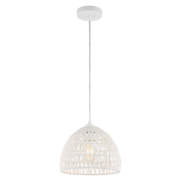 Campana 20" Bohemian Modern Woven Rattan/Iron LED Pendant